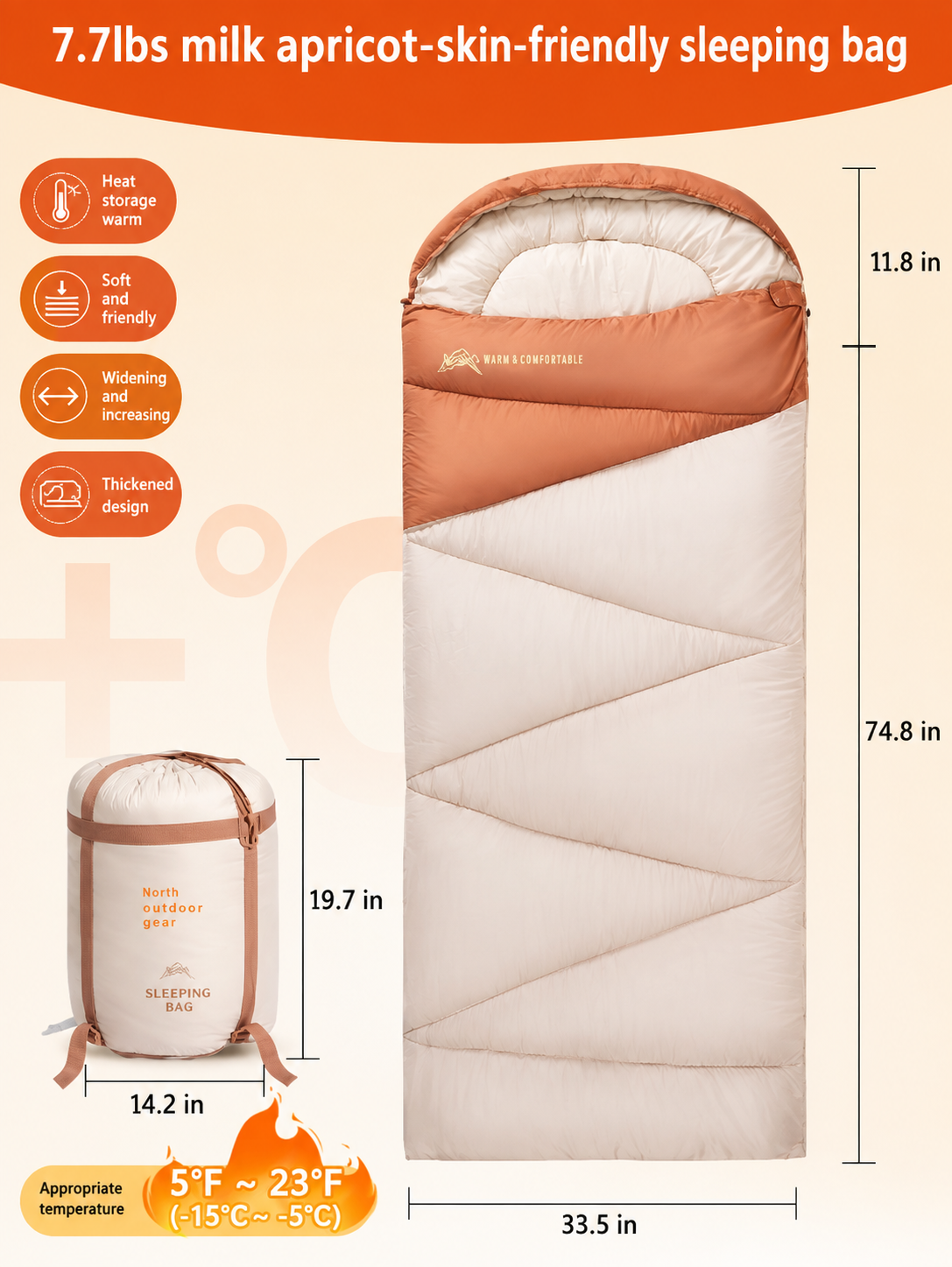 Outdoor Camping Travel Thickened Cold Protection Warm Sleeping Bag