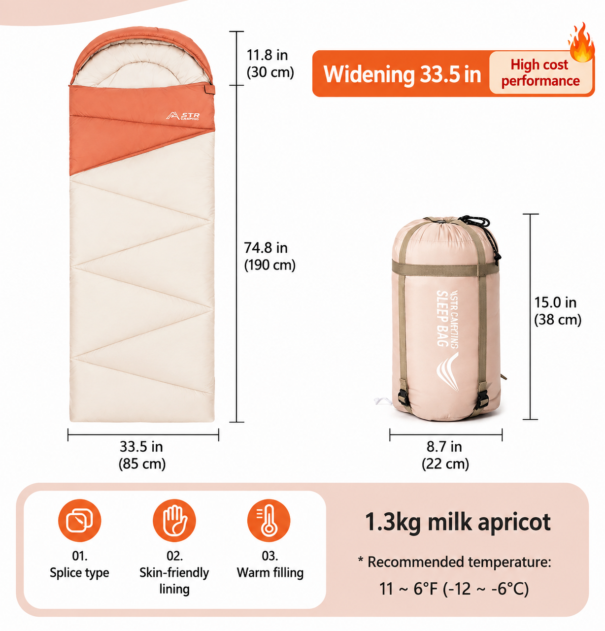 Outdoor Camping Travel Thickened Cold Protection Warm Sleeping Bag