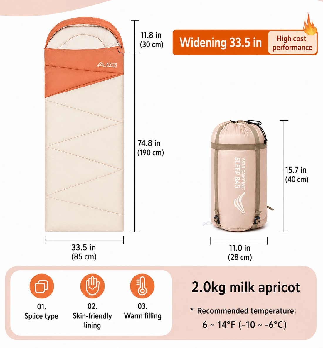 Outdoor Camping Travel Thickened Cold Protection Warm Sleeping Bag