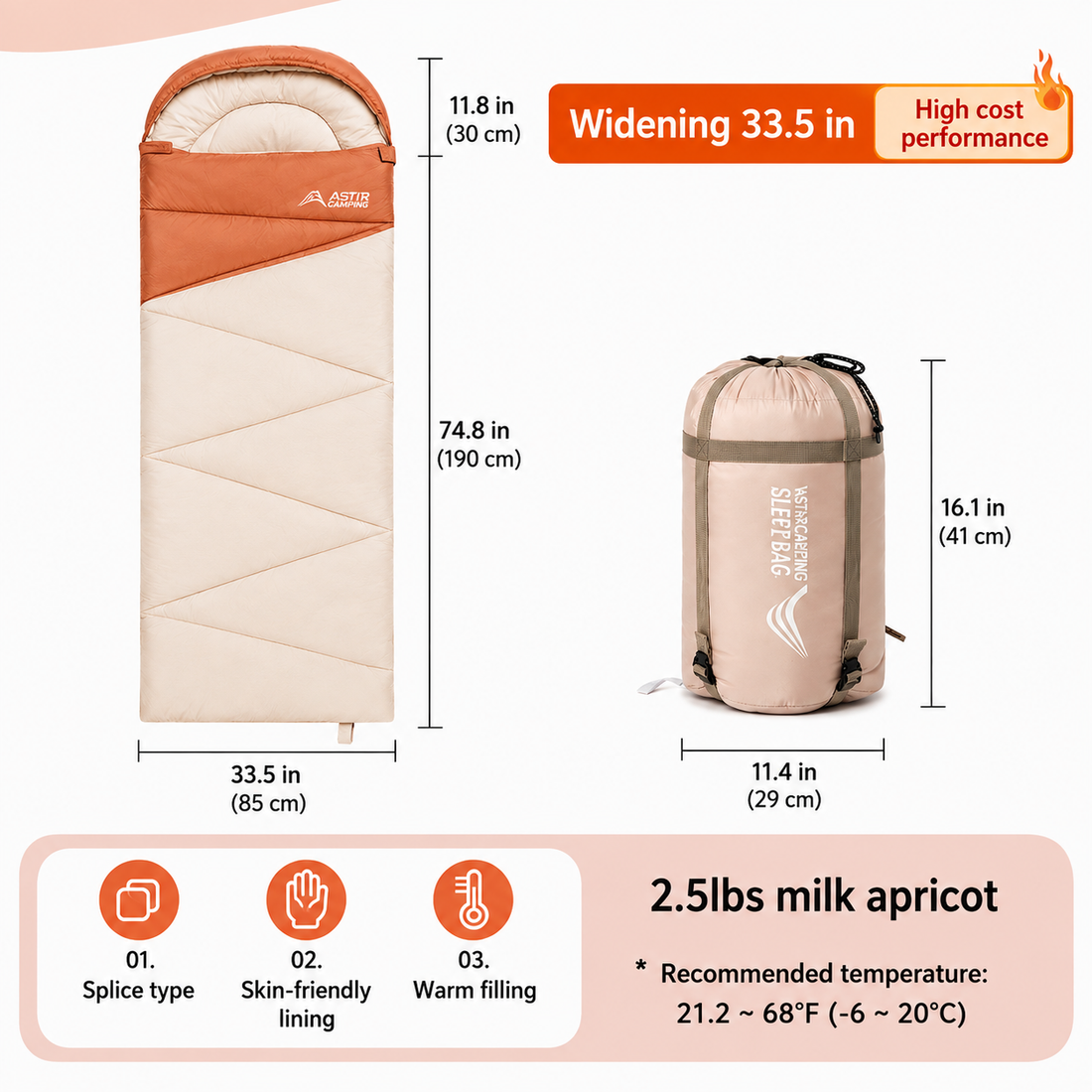 Outdoor Camping Travel Thickened Cold Protection Warm Sleeping Bag