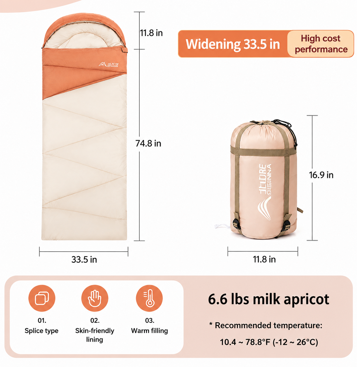 Outdoor Camping Travel Thickened Cold Protection Warm Sleeping Bag