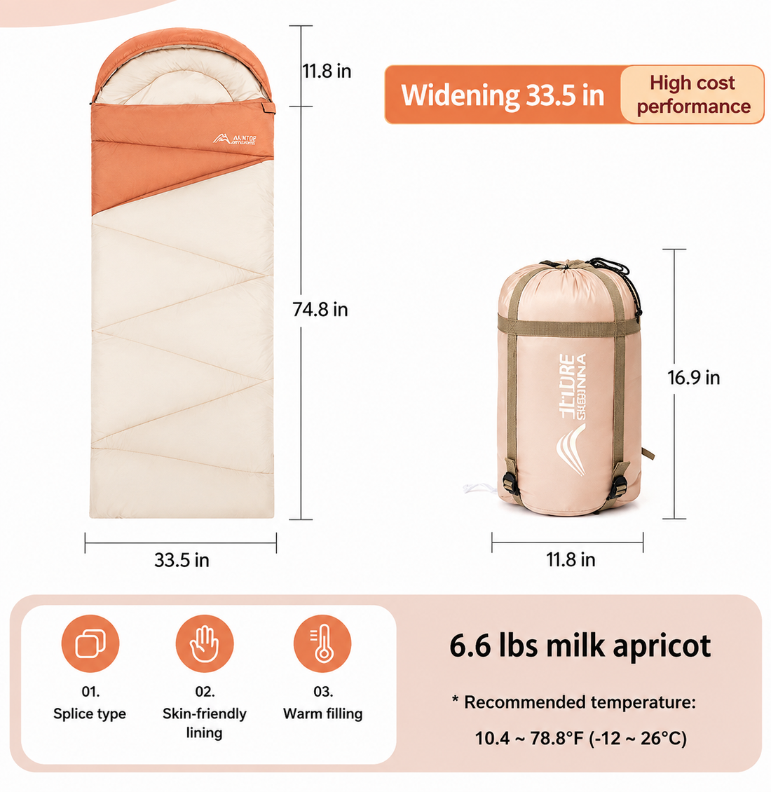 Outdoor Camping Travel Thickened Cold Protection Warm Sleeping Bag