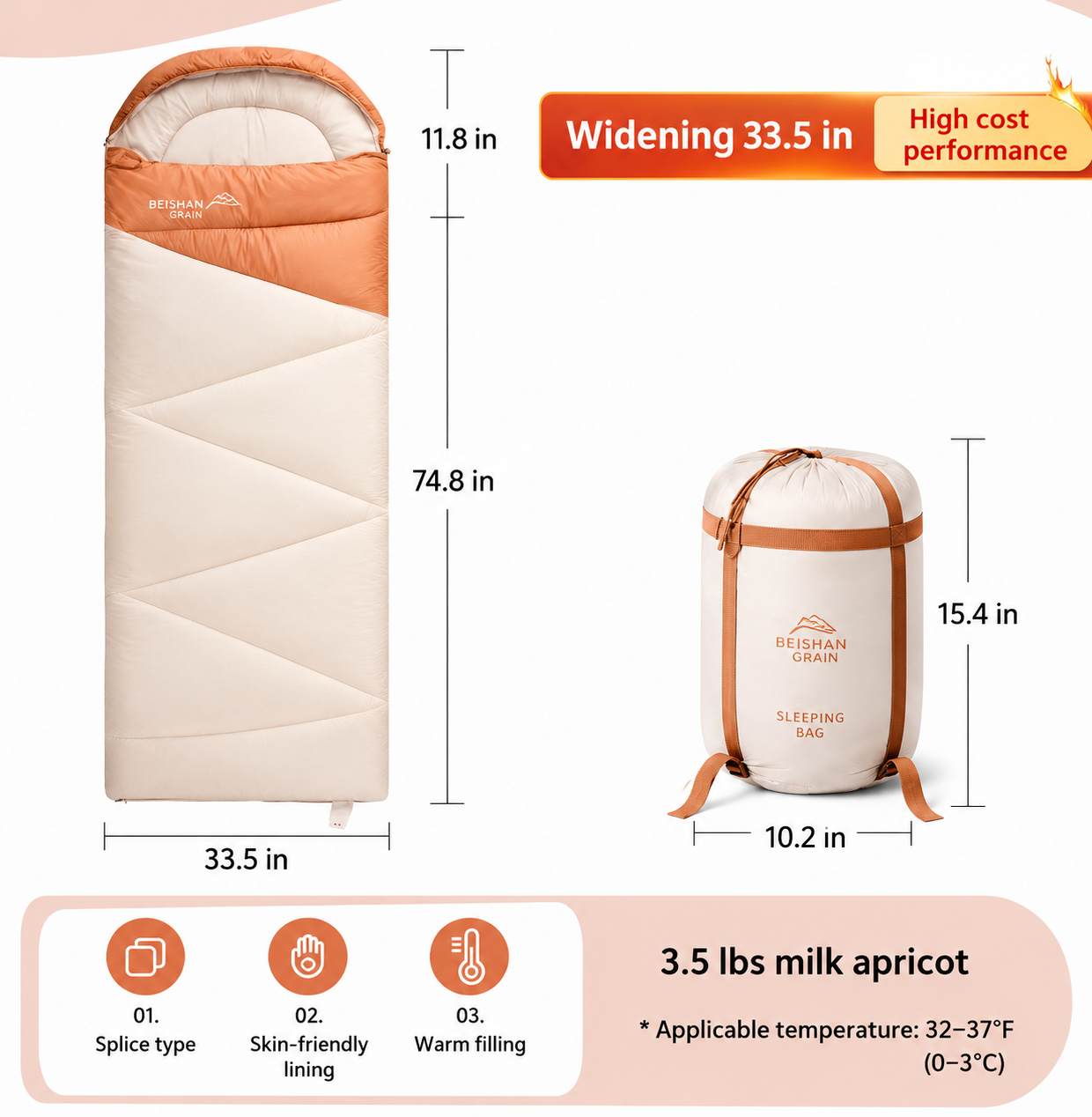 Outdoor Camping Travel Thickened Cold Protection Warm Sleeping Bag