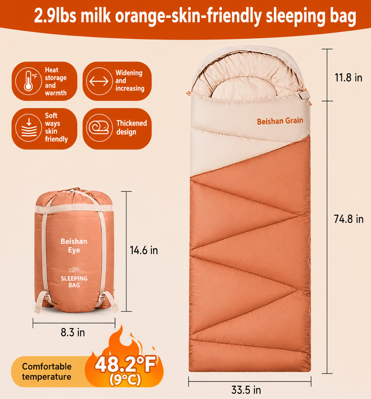 Outdoor Camping Travel Thickened Cold Protection Warm Sleeping Bag