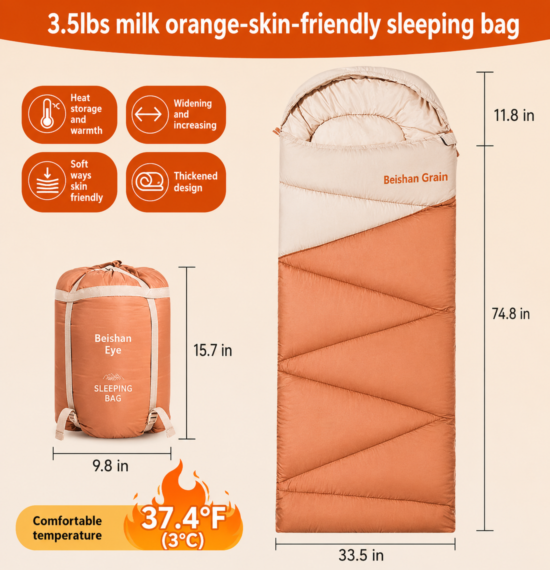 Outdoor Camping Travel Thickened Cold Protection Warm Sleeping Bag