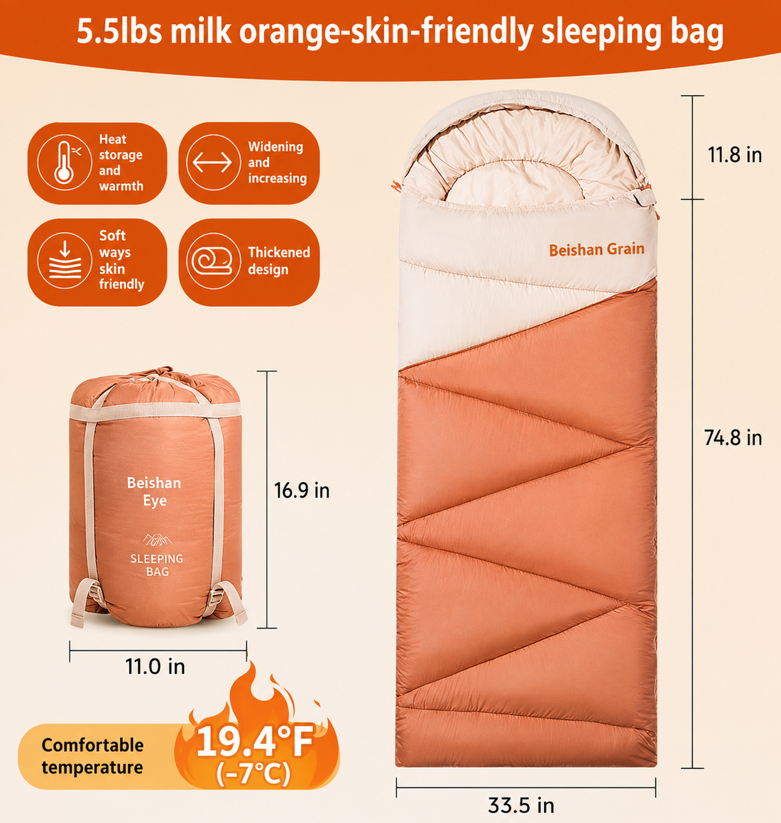 Outdoor Camping Travel Thickened Cold Protection Warm Sleeping Bag