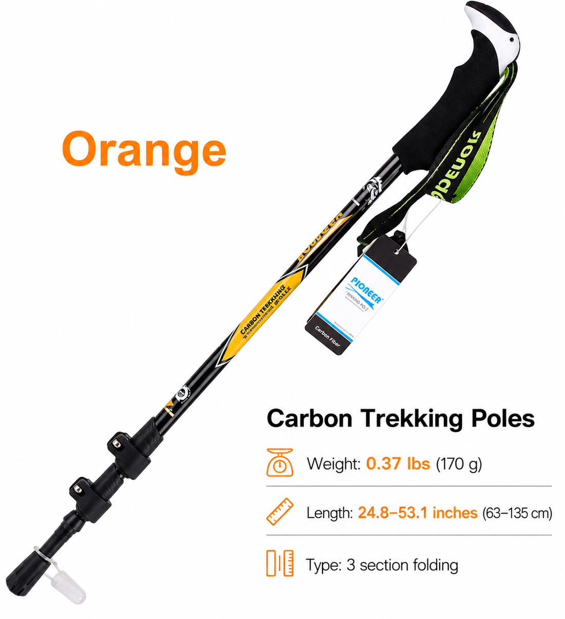 Multifunctional Carbon Fiber Trekking Pole Telescopic Folding