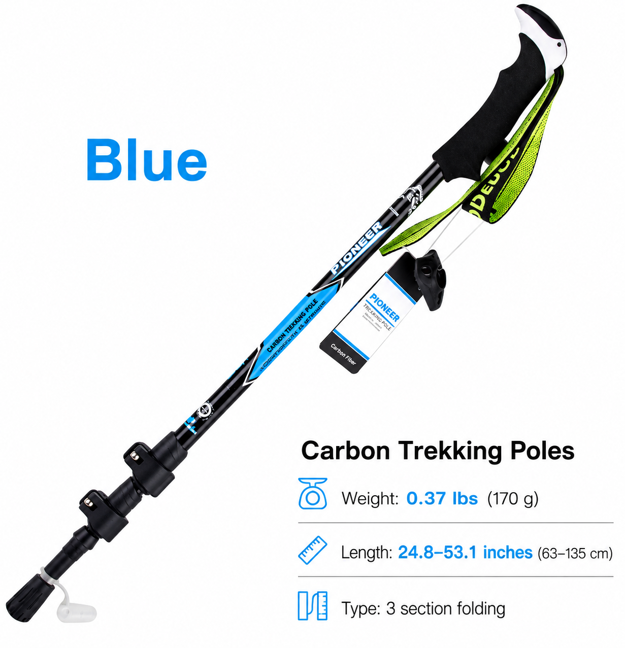 Multifunctional Carbon Fiber Trekking Pole Telescopic Folding