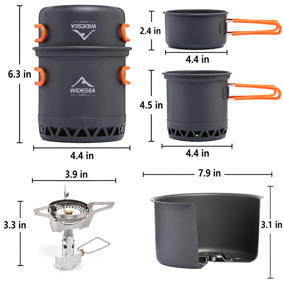 Widesea Heat Collecting Camping Cookware Set Energy Boost Cooking Gear