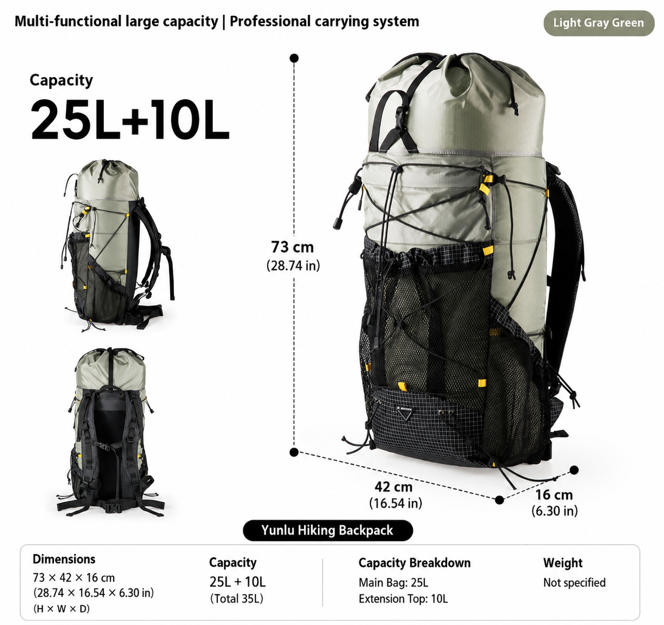 Outdoor Mountaineering Bag 35L Hiking Large Capacity Backpack